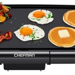 Chefman Plancha eléctrica con control de temperatura extraíble, parrilla ideal para hamburguesas, huevos, plancha para panqueques, superficie de cocción antiadherente fácil de limpiar 10 x 16 pulgadas