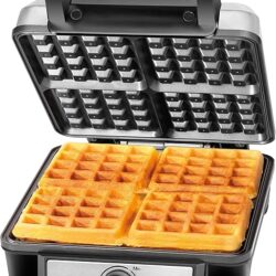 ChefMan Wafflera 4 Rebanadas, Waffles Perfectos, Estilo Belga, Fácil Limpieza, Sin desastres, Negro